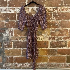 Cinched floral tie dress